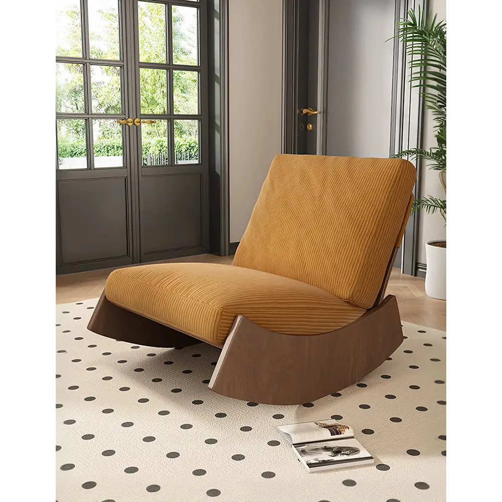 Valdez Rocking Lounge Chair Corduroy & Wood - rocking chair