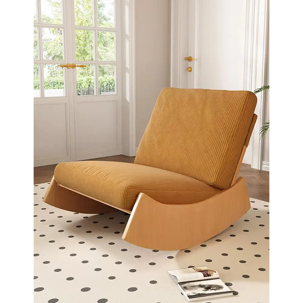 Valdez Rocking Lounge Chair Corduroy & Wood - rocking chair
