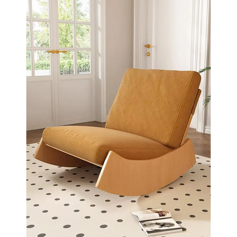 Valdez Rocking Lounge Chair Corduroy & Wood - rocking chair