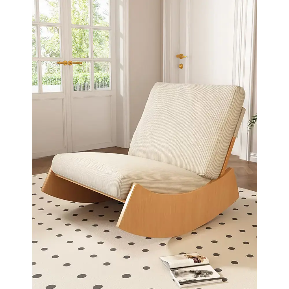 Valdez Rocking Lounge Chair Corduroy & Wood - rocking chair