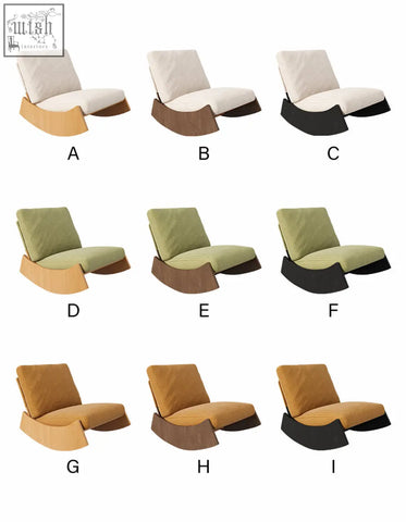 Modern rocking chair valdez rocking lounge with sleek curved wooden frame and soft neutral corduroy upholstery