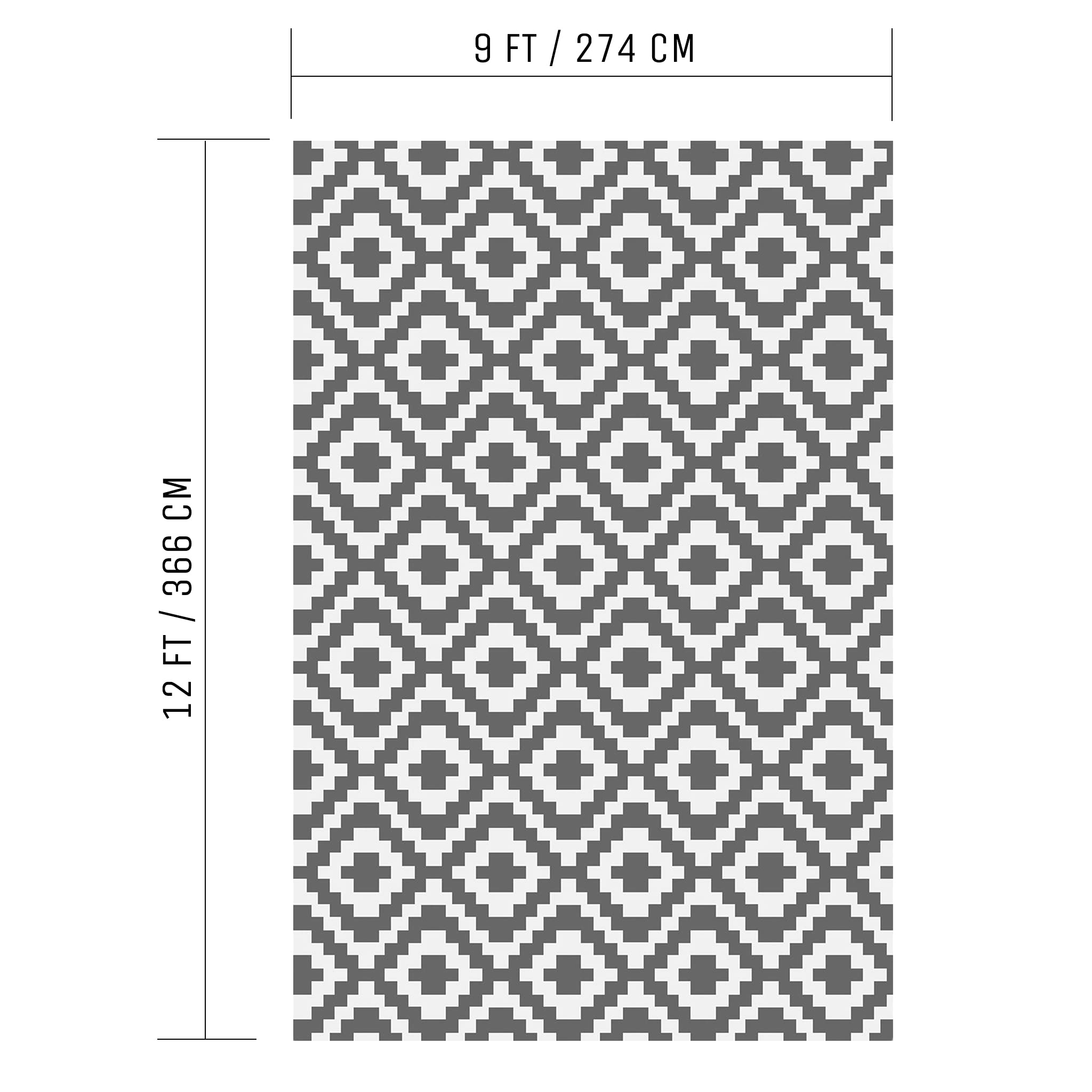 Valiant grey outdoor xl waterproof rug with gray and white geometric diamond pattern for garden patio decking