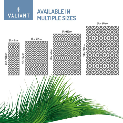 Valiant grey outdoor xl waterproof rug with geometric pattern perfect for gardens patio and decking in grey xl rug sizes