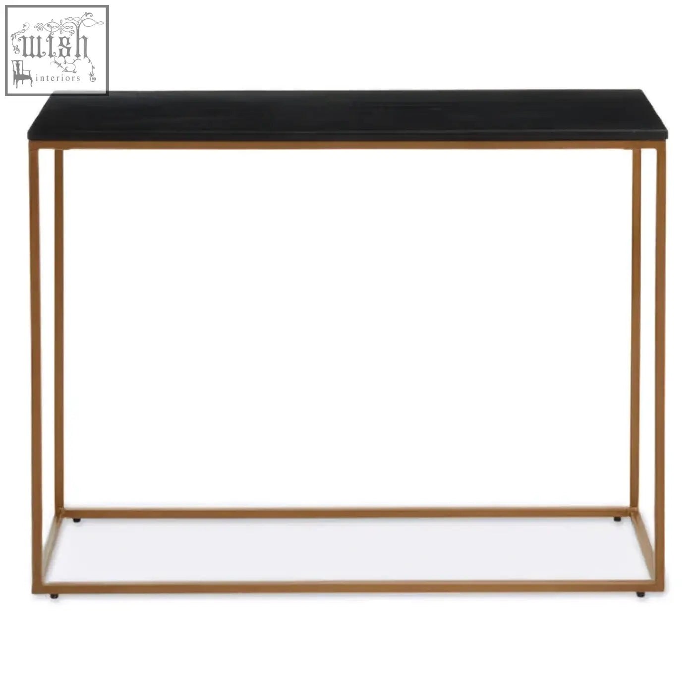 Varana black marble console table with sleek gold iron frame and marble top for stylish modern decor