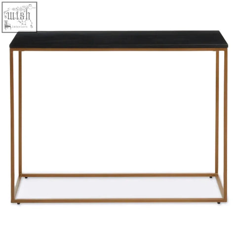 Varana black marble console table with sleek gold iron frame and marble top for stylish modern decor