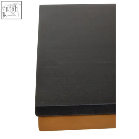 Black rectangular foam board with smooth matte finish and raised edges for varana black marble top side table with gold finish frame