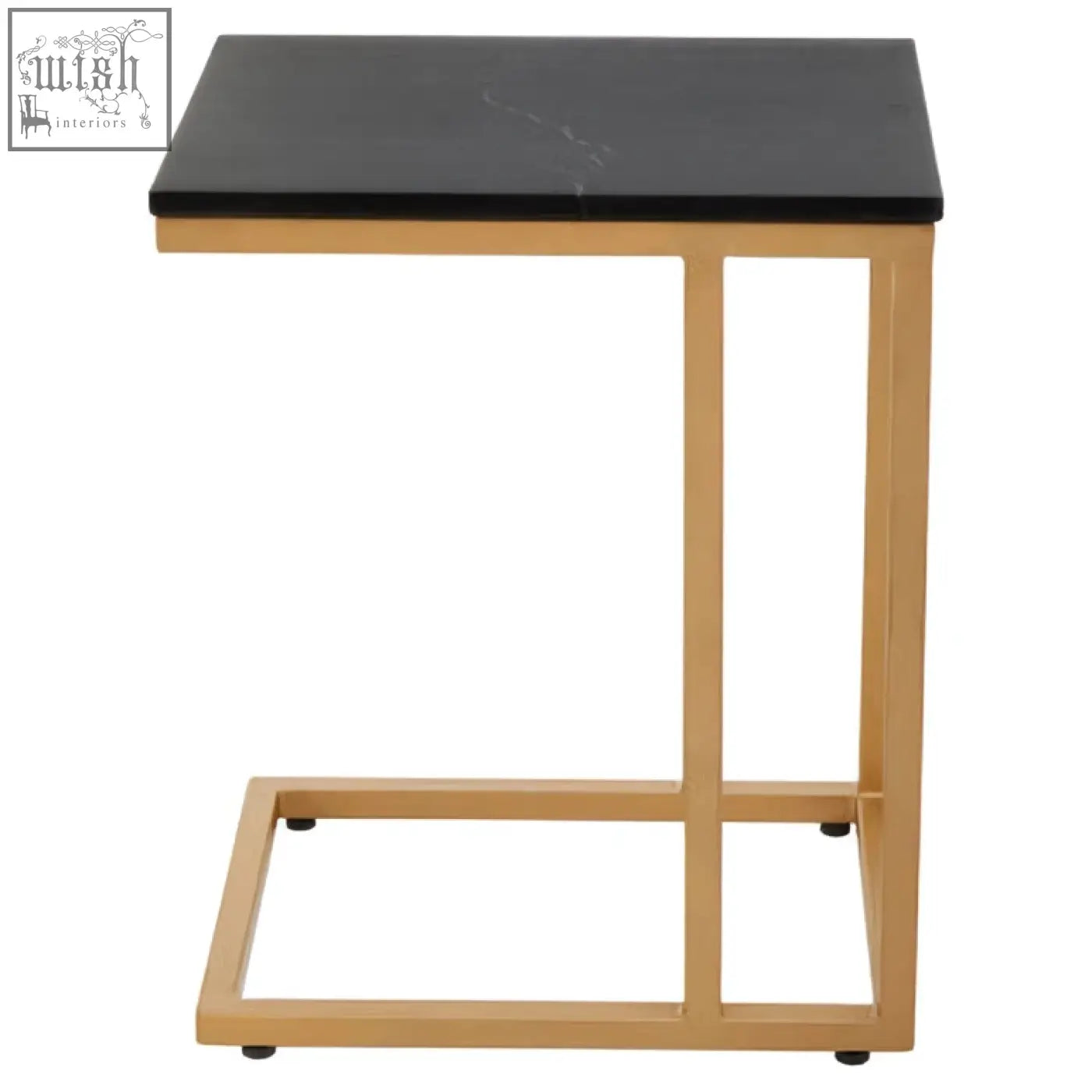 Varana black marble top side table with sleek gold finish frame and modern metal design for stylish living spaces