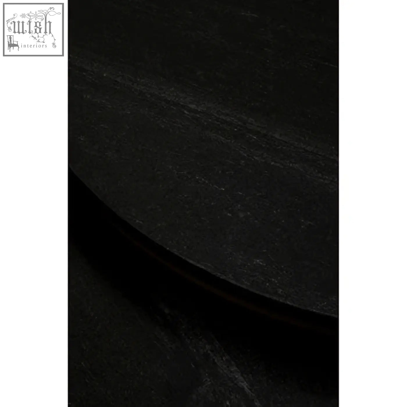 Varana nest of two black marble top round tables showing a black marble slate like surface with smooth rounded edge