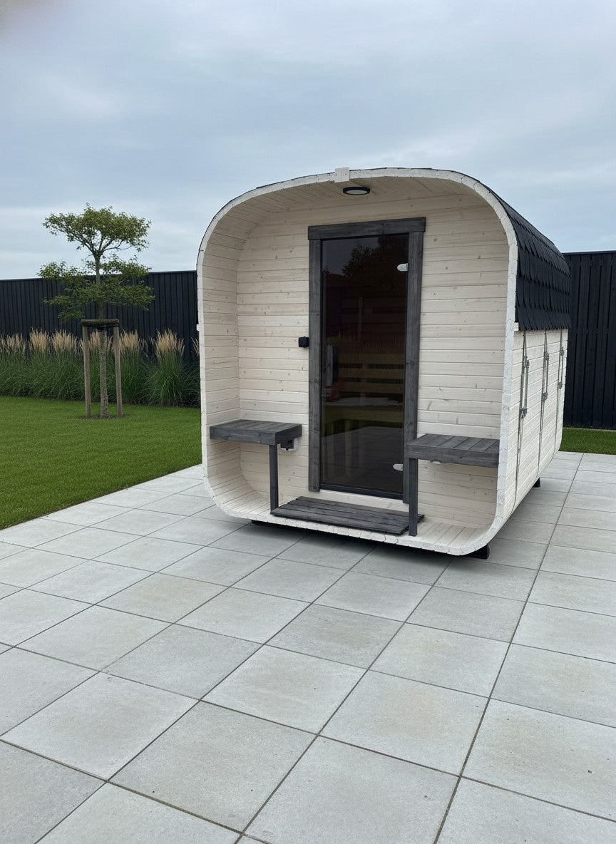 Steam & Oak Gas Cube Sauna 2.4m Double-Shelf (Electric or Wood-Fired)