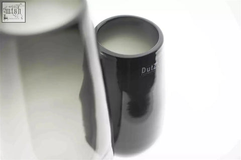 Black ceramic mug with dutz branding from the dutz collection perfect for mouth blown glass fans