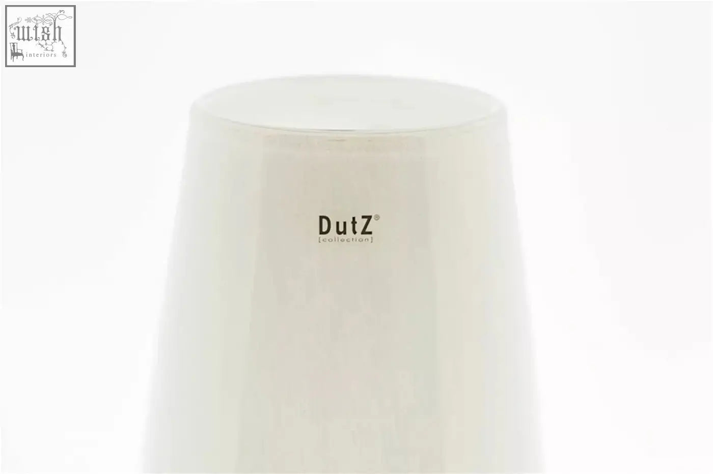 White mouth blown ceramic diffuser with sleek tapered design from dutz collection vase robert white color