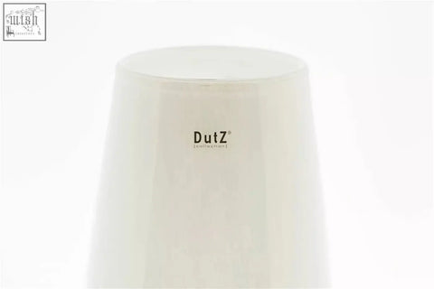 White mouth blown ceramic diffuser with sleek tapered design from dutz collection vase robert white color