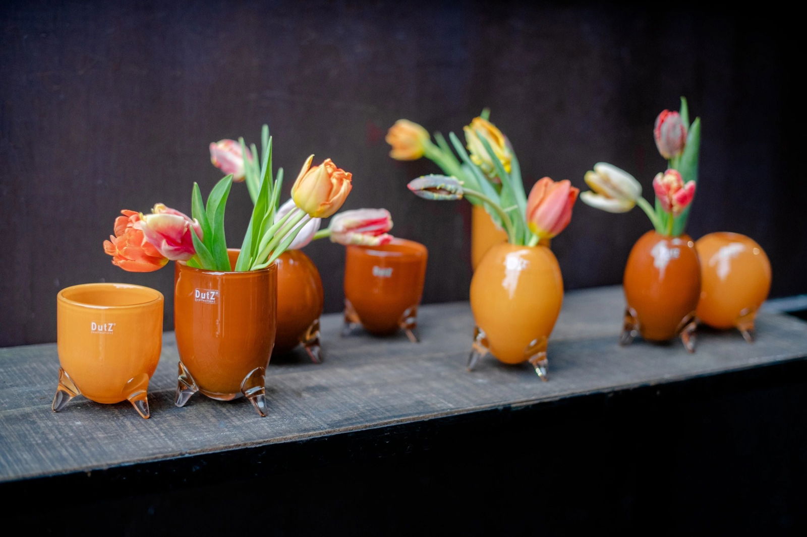 EVITA Mouthblown Glass Vases with Feet - Set of 4pcs - in Multiple Colours