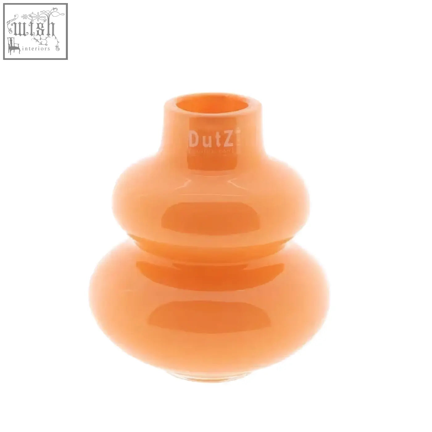 Orange translucent glass vase with tiered rounded design from dutz collection made of mouth blown glass