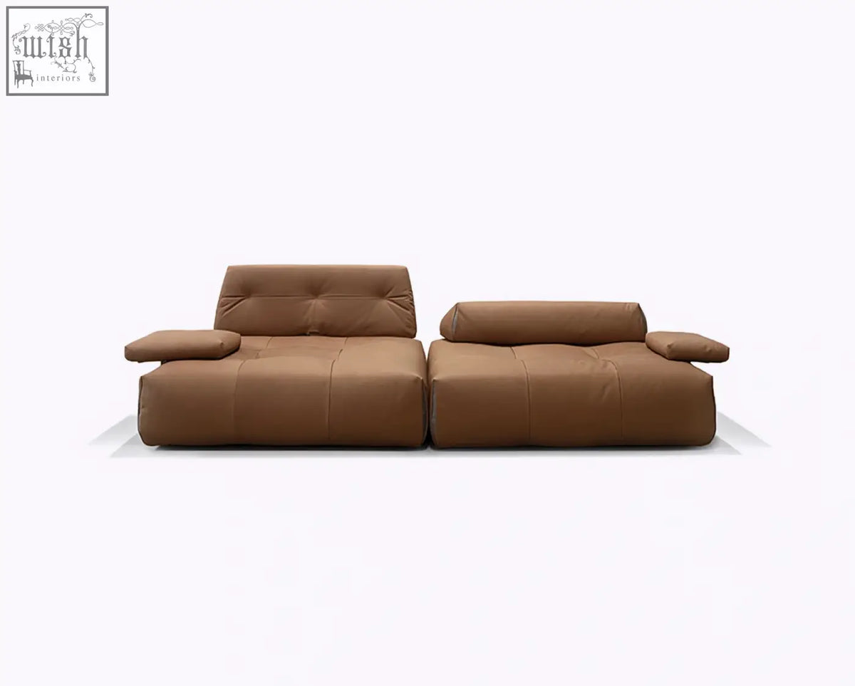 Brown leather vasquez three seater corner sofa with tufted backrests and real leather modular armchairs and shipping cost info