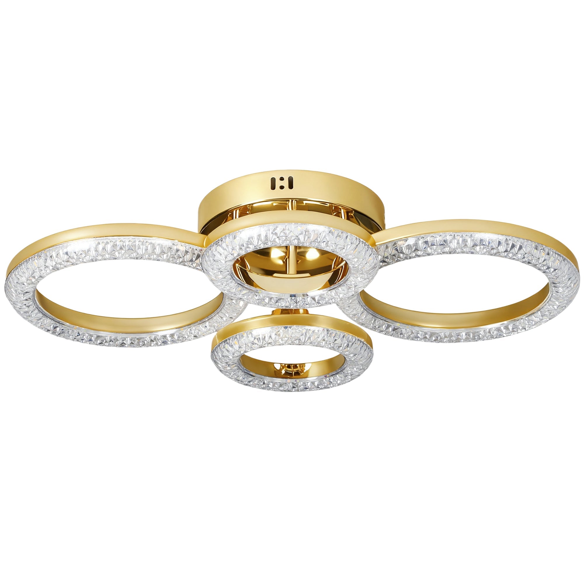 HOMCOM LED Ceiling Light, Modern Dimmable 4 Rings Ceiling Lamp with Wall Switch, 40W 4350lm Flush Mount Ceiling Light with 3500K/4500K/6000K Colour Temperatures for Living Room, Bedroom, Gold Tone