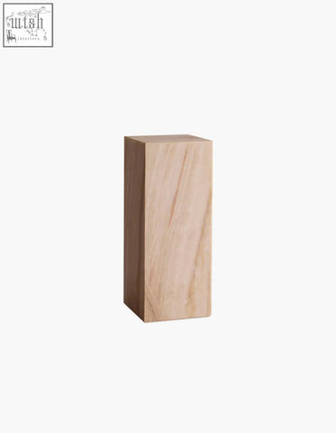 Minimalist design vega plinth side table with light natural wood finish pairs well with marble plinth offers financing