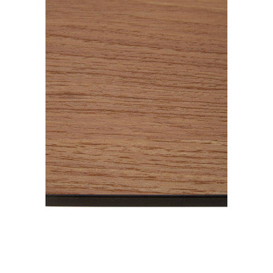 Light brown veneto dining table with natural wood effect top and smooth grain pattern with thin black border