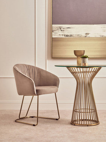 Veneto Mink Velvet Curved Dining Chair