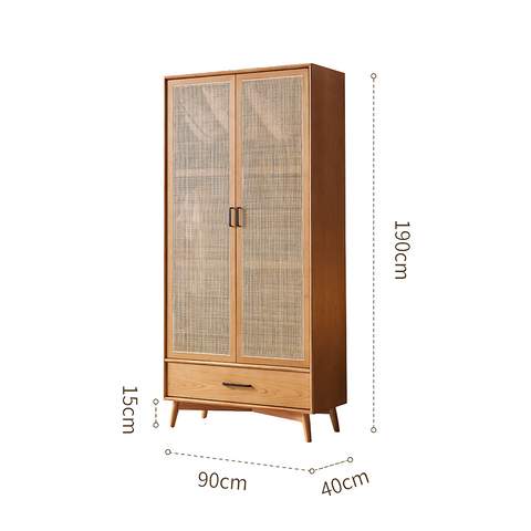 Vernon Rattan Wardrobe, Solid Wood