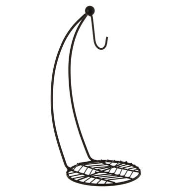 Black powder coat metal fruit stand with curved arch and grid base for powder coat banana hanger use