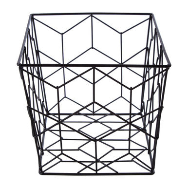 Black wire geometric vertex contour storage basket with hexagonal pattern for stylish contour storage basket use