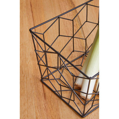 Black wire geometric vertex contour storage basket with modern angular design for stylish organization