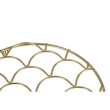 Vertex deco matte gold wine rack with scalloped fish scale pattern in gold-toned metal for stylish storage