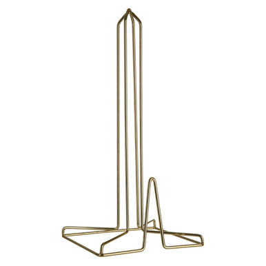 Gold-toned wire kitchen roll holder with sleek minimalist design perfect for holding kitchen roll in style