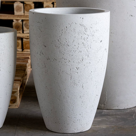 Vessara | White Mist – 68cm Extra Large Tall Concrete Vase Planter – 61L Indoor & Outdoor Decorative Plant Pot