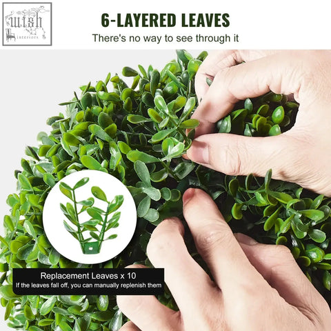 Green artificial six-layered leaf wreath with extra leaves pot for home decor indoor outdoor by VEVOR artificial tree
