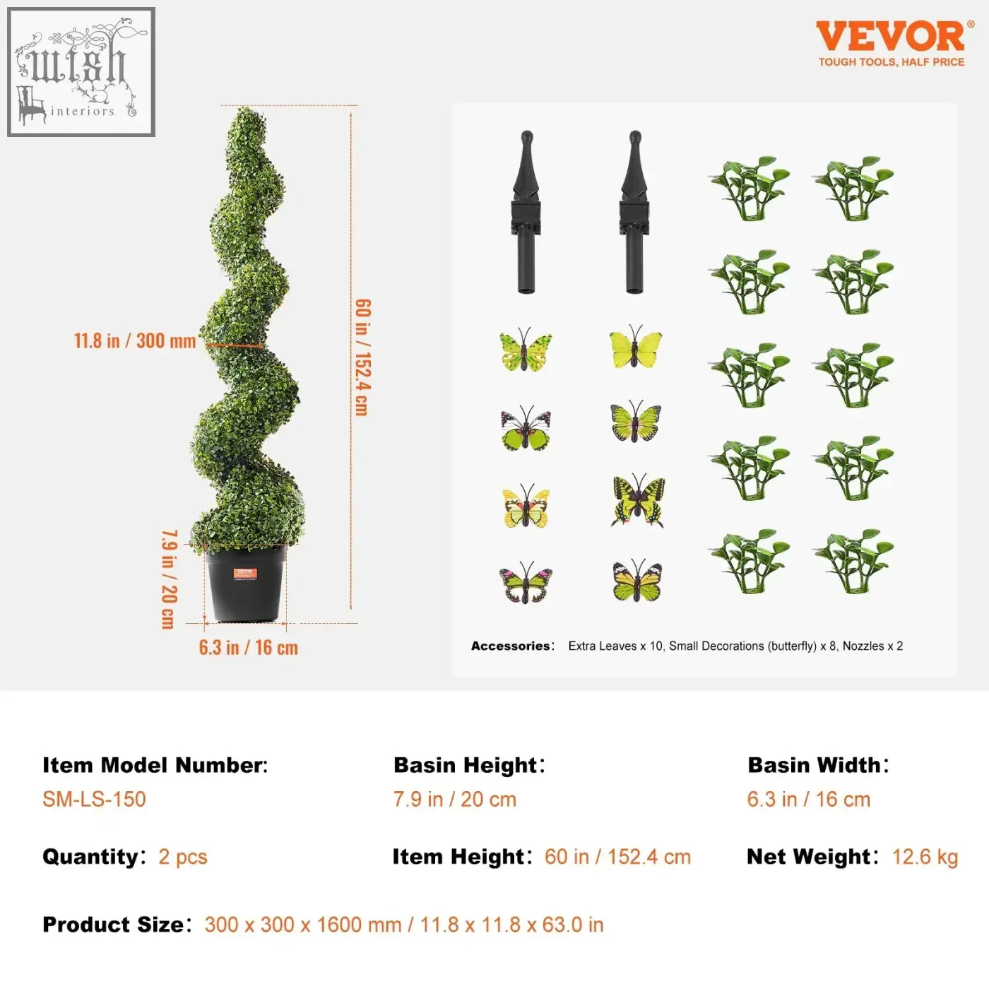 Vevor artificial tree tall spiraling green boxwood topiary with extra leaves pot for indoor outdoor decor