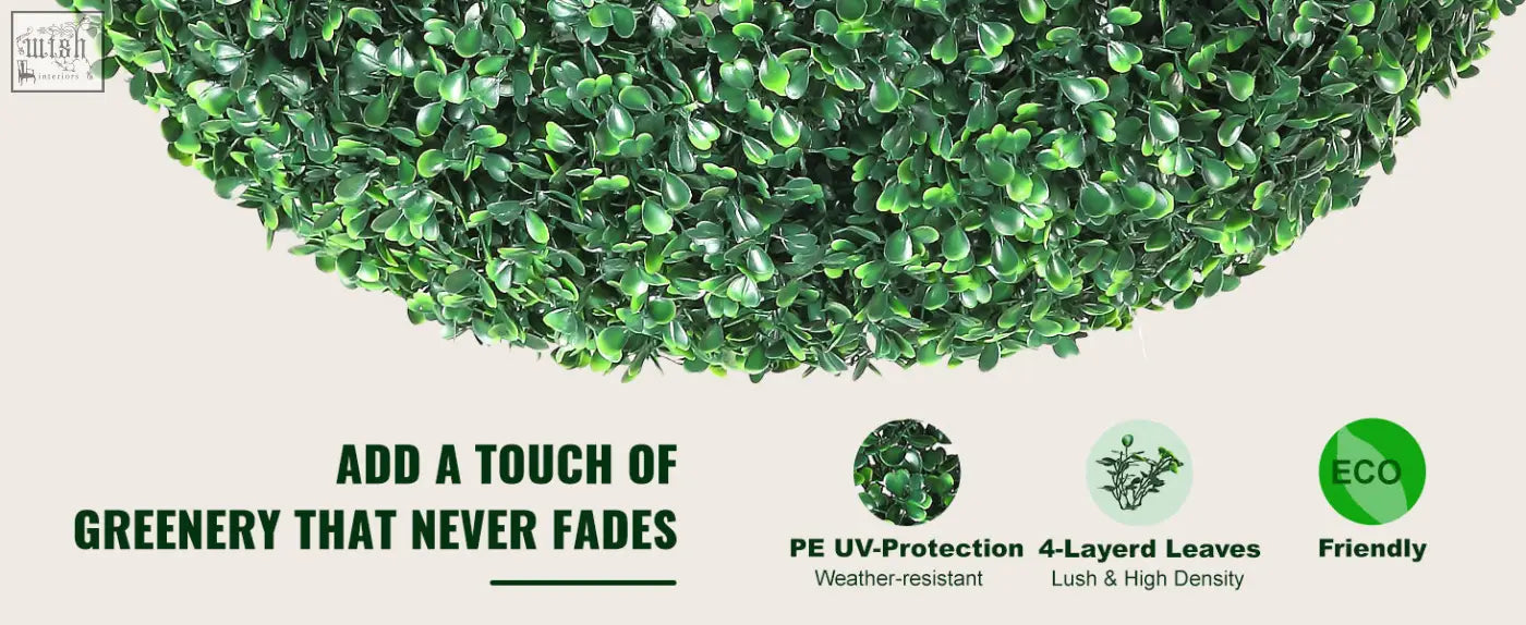 A lush green vevor artificial topiaries ball shaped bush made of durable pe material for all year decor