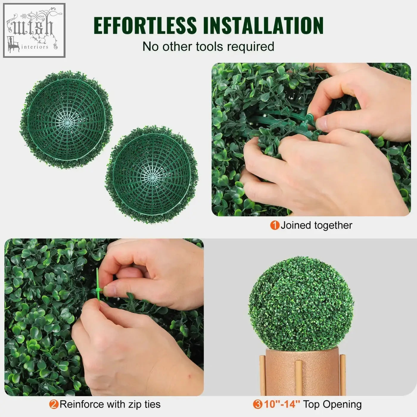 Green vevor artificial topiaries ball with mesh base and wooden stand perfect for all-year decoration