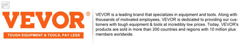 Vevor artificial topiaries logo with bold orange lettering and red banner for tough equipment and topiary balls product line