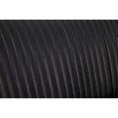 Black ribbed leather cord detail on the victor 2 seat black leather sofa for a sleek finish