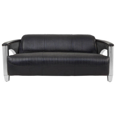 Victor 3 Seat Black Leather Sofa