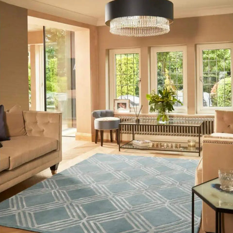 Vienna Blue Geometric Rug - Rugs