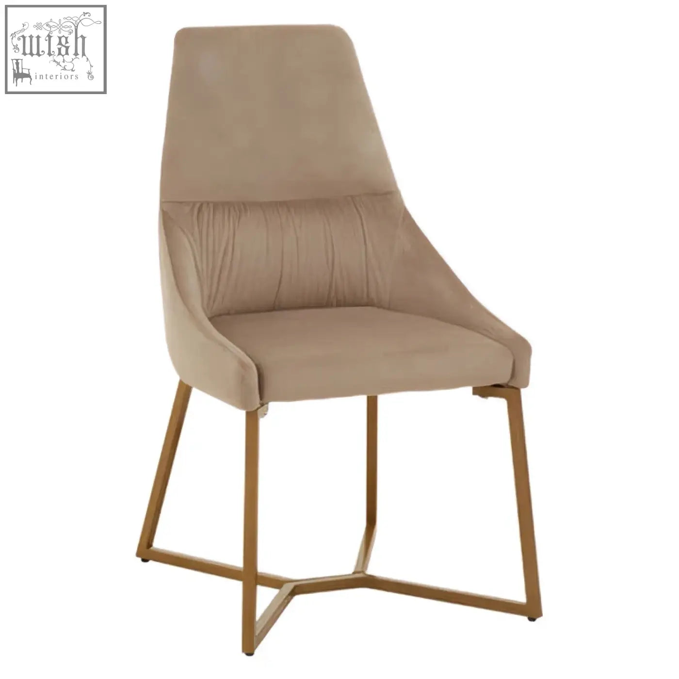Beige mink velvet dining chair with gold-tone metal legs perfect as a stylish velvet dining chair