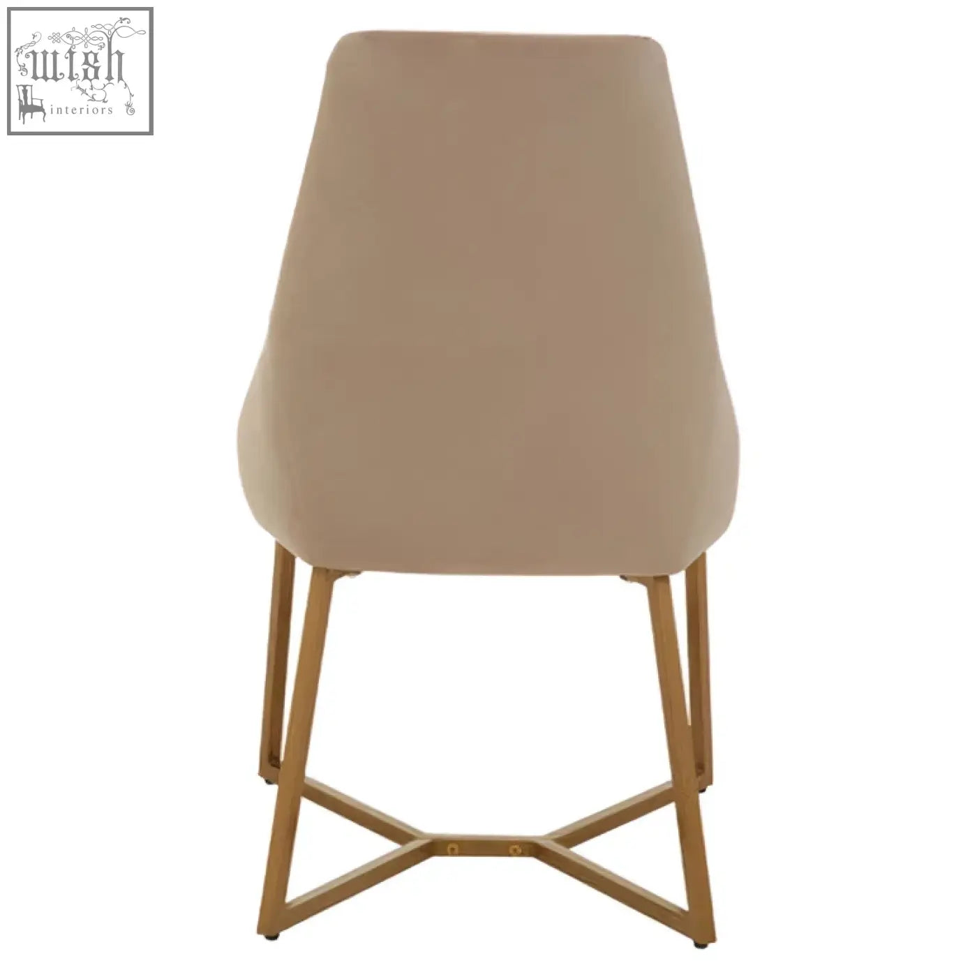 Beige vieste mink velvet dining chair with gold-toned metal legs perfect as a velvet dining chair for your space