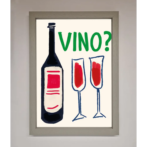 Vino Wine Framed Wall Art - A3 (29.7 x 42 cm) / Grey - Framed Print