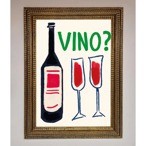 Vino Wine Framed Wall Art - A3 (29.7 x 42 cm) / Ornate Gold - Framed Print