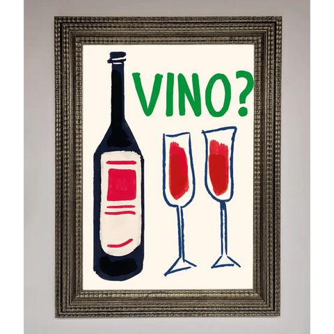 Vino Wine Framed Wall Art - A3 (29.7 x 42 cm) / Ornate Silver - Framed Print