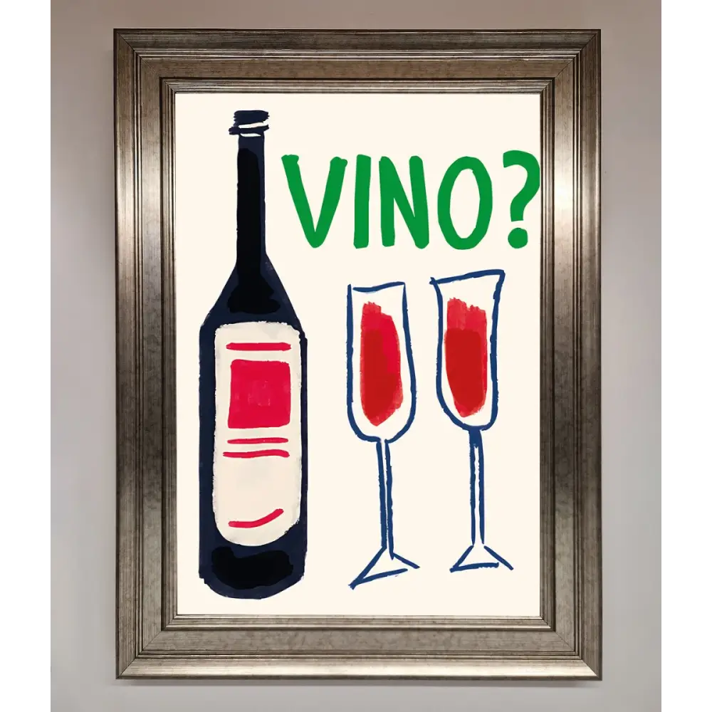 Vino Wine Framed Wall Art - A3 (29.7 x 42 cm) / Silver - Framed Print