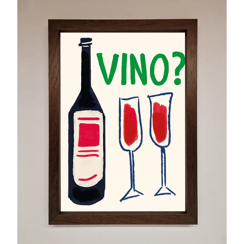 Vino Wine Framed Wall Art - A3 (29.7 x 42 cm) / Walnut - Framed Print