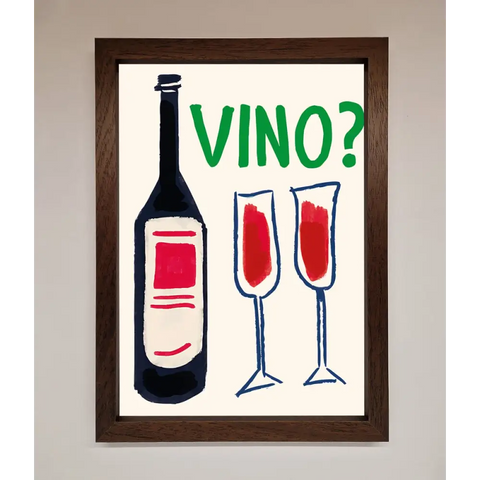 Vino Wine Framed Wall Art - A3 (29.7 x 42 cm) / Walnut - Framed Print