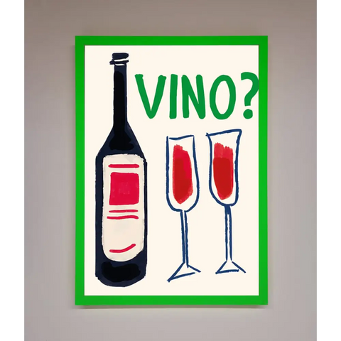 Vino Wine Framed Wall Art - B0 (100 x 141 cm) / Neon Dark Green - Framed Print