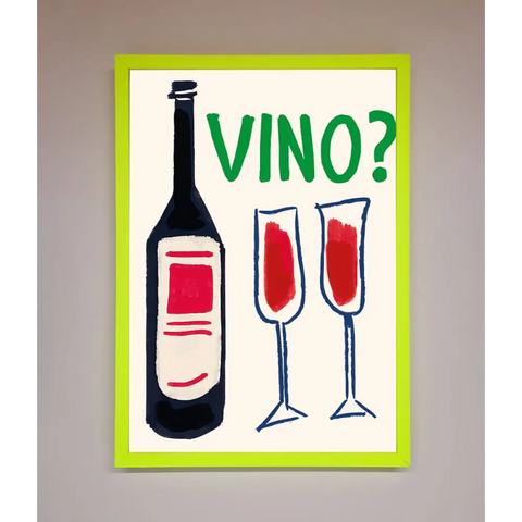 Vino Wine Framed Wall Art - B0 (100 x 141 cm) / Neon Green - Framed Print