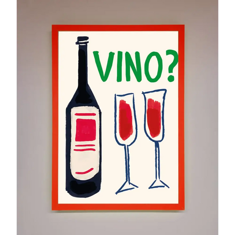 Vino Wine Framed Wall Art - B0 (100 x 141 cm) / Neon Red - Framed Print
