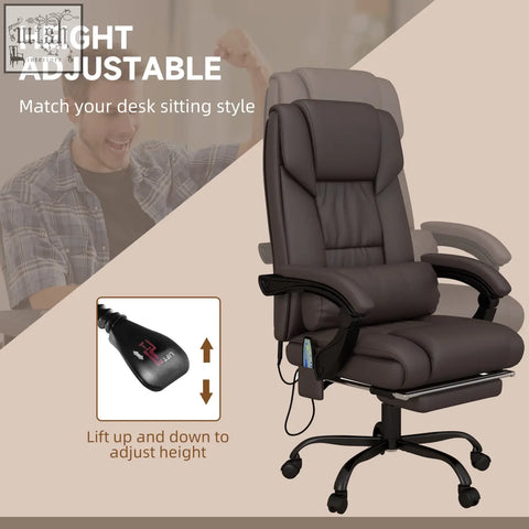 Dark gray vinsetto 6-point massage office chair with height adjustable seat, manual footrest, and black metal base for home office